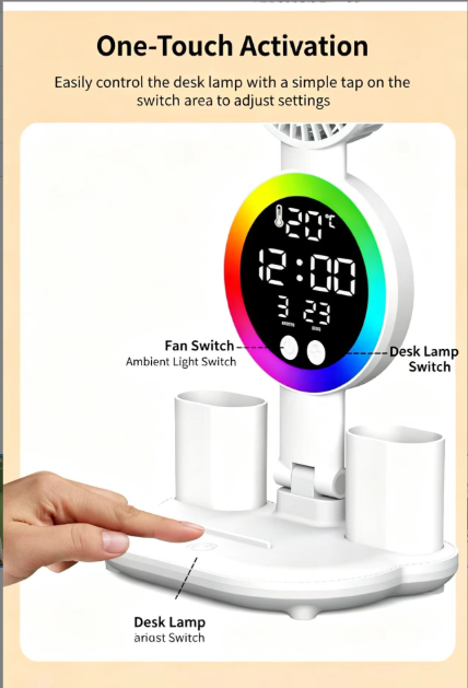 Lampada da scrivania per studio, protezione per gli occhi, ideale per i compiti a casa, con spina, a doppio uso, per lettura e comodino, a LED dimmerabile._voghion.com